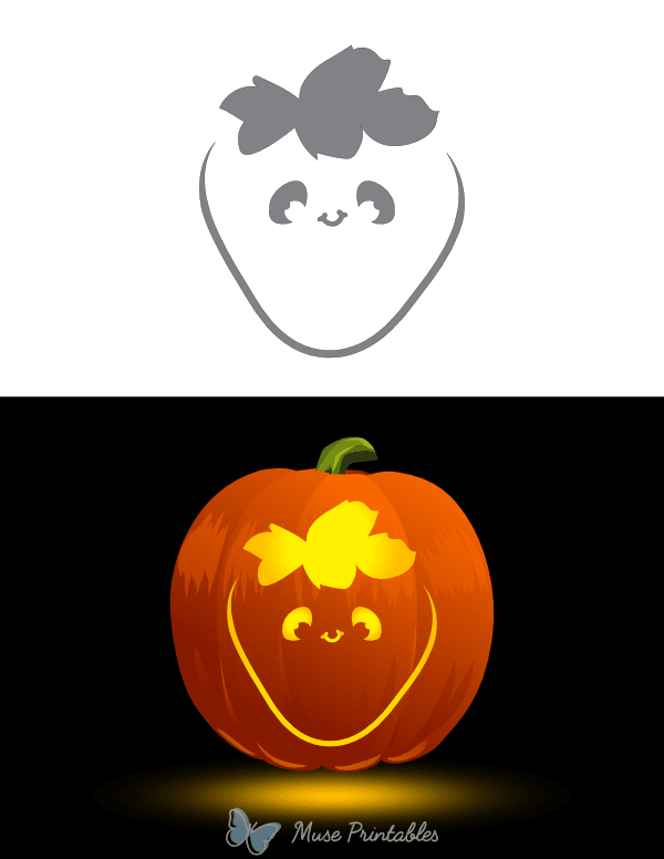 Cute Smiling Strawberry Pumpkin Stencil