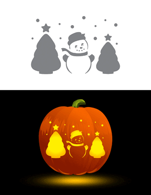 Cute Snowman Pumpkin Stencil