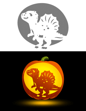 Cute Spinosaurus Pumpkin Stencil