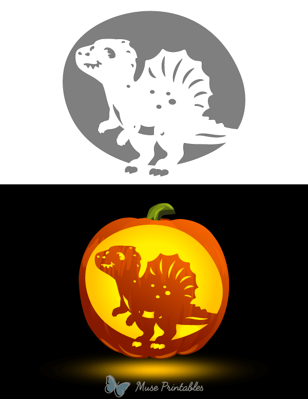 Cute Spinosaurus Pumpkin Stencil