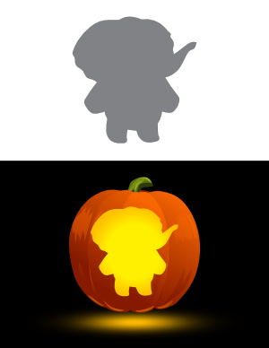 Cute Standing Elephant Pumpkin Stencil