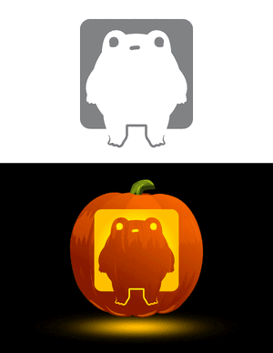 Cute Standing Frog Pumpkin Stencil