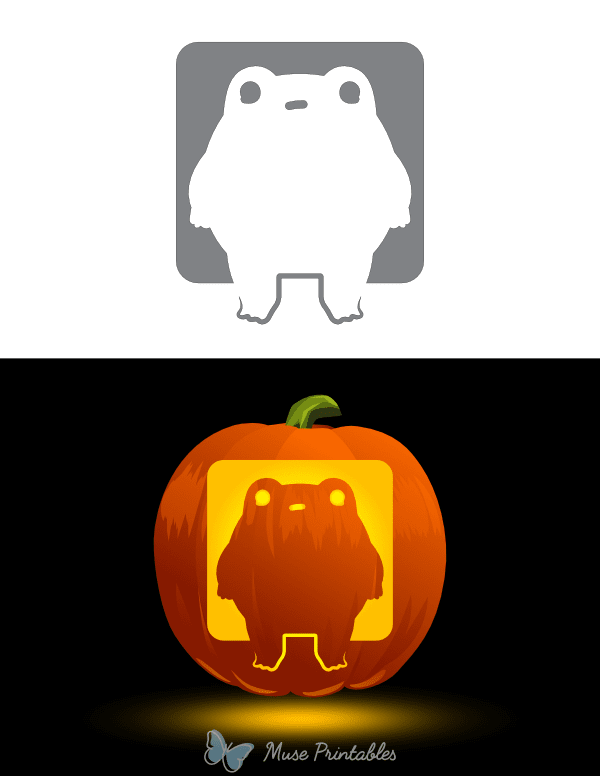 Cute Standing Frog Pumpkin Stencil