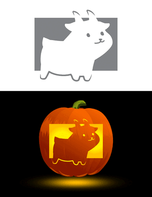 Cute Standing Goat Pumpkin Stencil