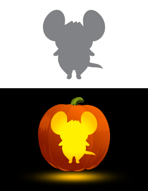 Cute Standing Mouse Pumpkin Stencil