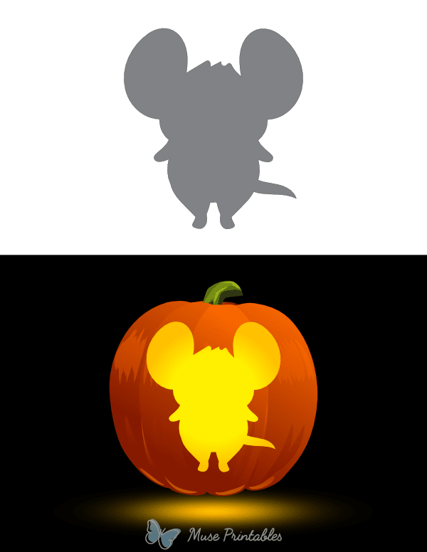 Cute Standing Mouse Pumpkin Stencil