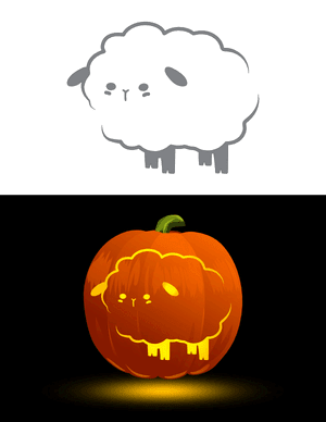 Cute Standing Sheep Pumpkin Stencil