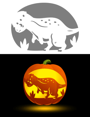 Cute Stegoceras Pumpkin Stencil