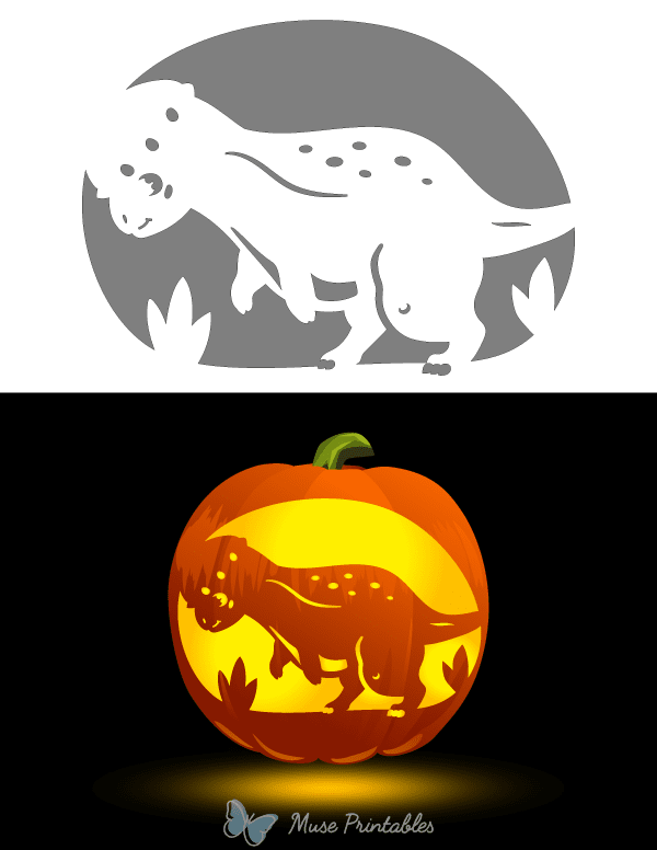 Cute Stegoceras Pumpkin Stencil