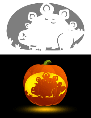 Cute Stegosaurus Pumpkin Stencil