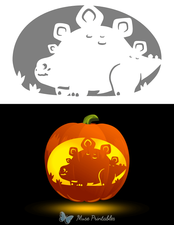 Cute Stegosaurus Pumpkin Stencil