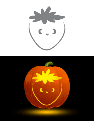 Cute Strawberry Pumpkin Stencil