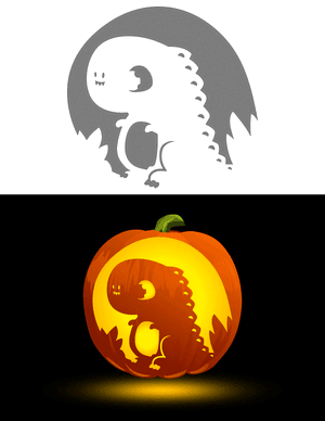 Cute T-Rex Pumpkin Stencil