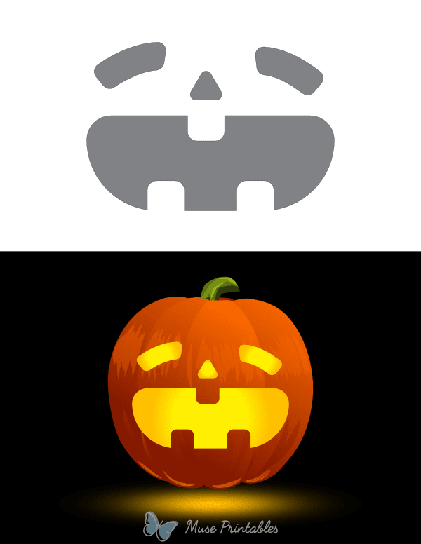 Cute Toothy Face Pumpkin Stencil