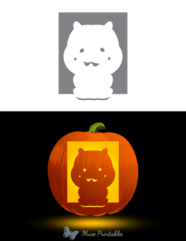 Cute Toothy Hippo Pumpkin Stencil