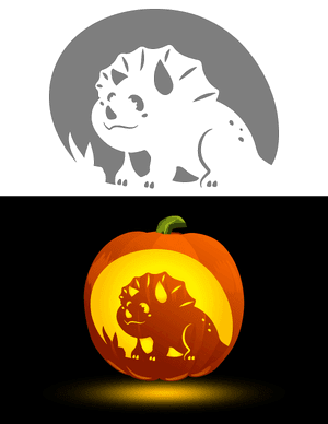 Cute Triceratops Pumpkin Stencil