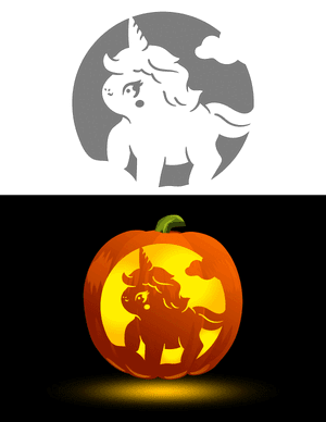 Cute Unicorn Pumpkin Stencil