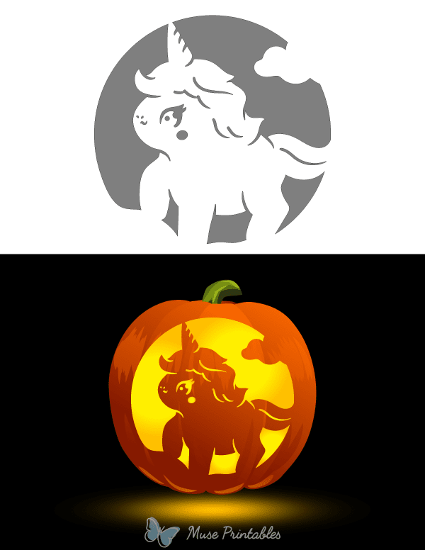 Cute Unicorn Pumpkin Stencil