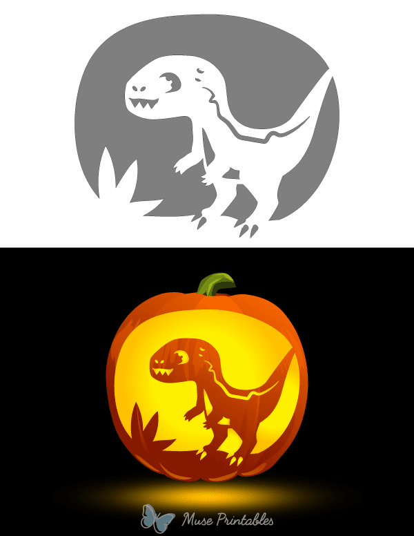 Cute Velociraptor Pumpkin Stencil