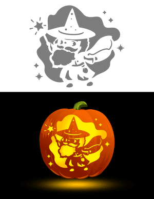 Cute Wizard Pumpkin Stencil