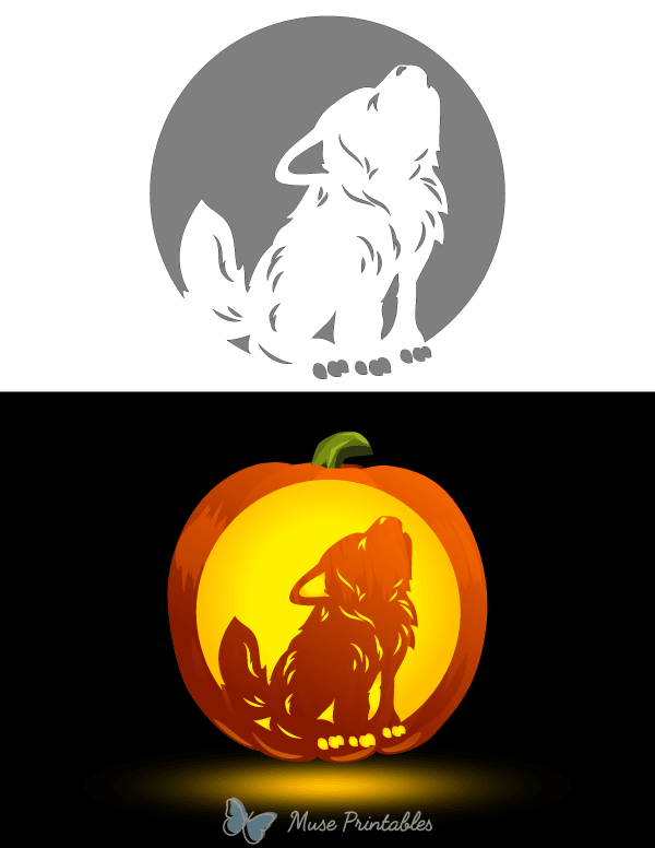 Cute Wolf Pumpkin Stencil