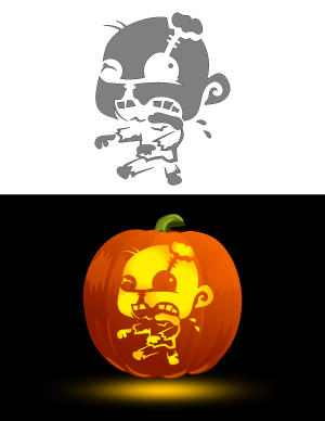 Cute Zombie Pumpkin Stencil