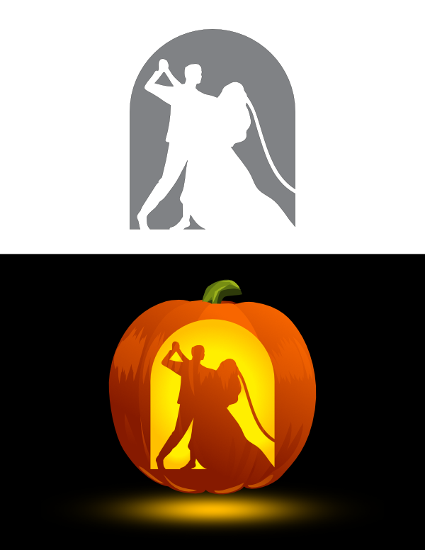 Printable Dancing Bride And Groom Pumpkin Stencil