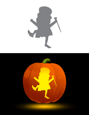 Dancing Leprechaun With Cane Pumpkin Stencil