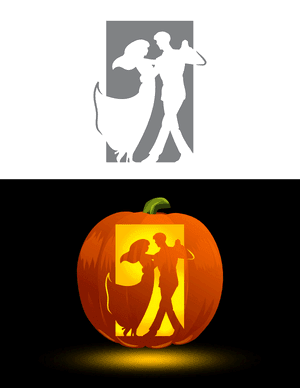 Dancing People Pumpkin Stencil