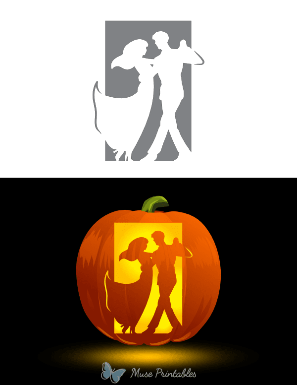 Dancing People Pumpkin Stencil