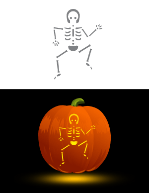 Dancing Skeleton Pumpkin Stencil