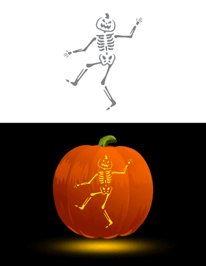 Dancing Skeleton With Pumpkin Head Pumpkin Stencil