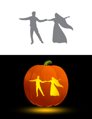 Dancing Wedding Couple Pumpkin Stencil