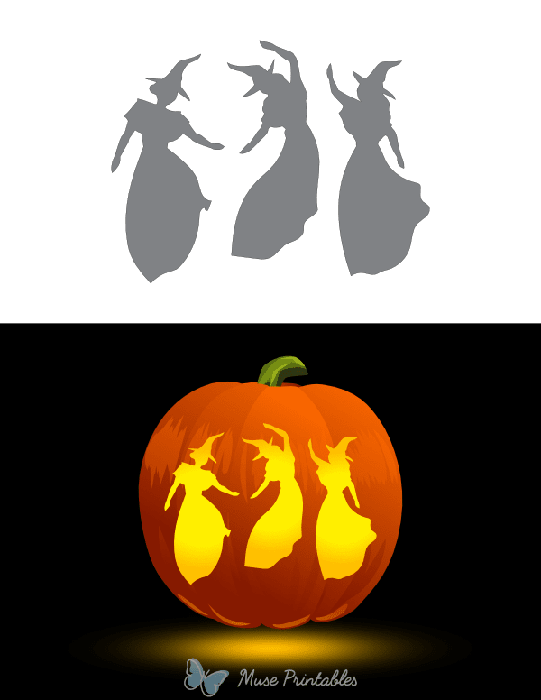 Dancing Witches Pumpkin Stencil