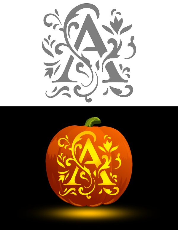 Decorative Letter A Pumpkin Stencil