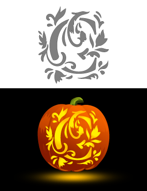 Decorative Letter C Pumpkin Stencil