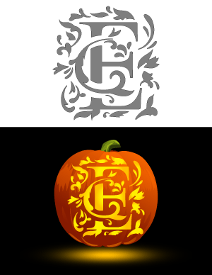 Decorative Letter E Pumpkin Stencil