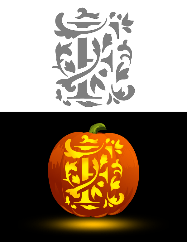 Decorative Letter F Pumpkin Stencil
