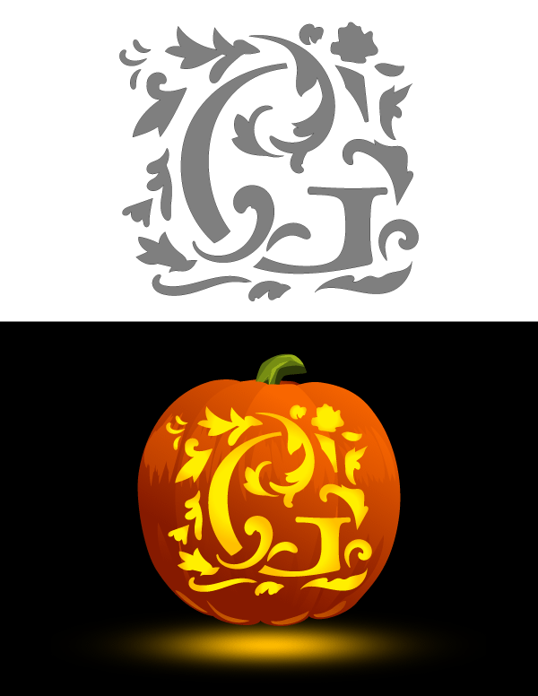 Decorative Letter G Pumpkin Stencil