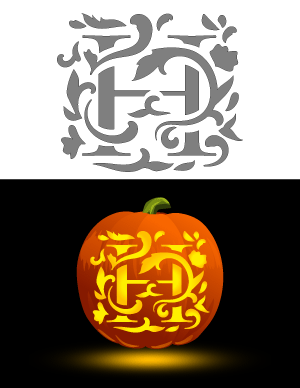 Decorative Letter H Pumpkin Stencil