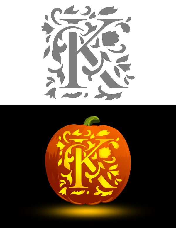 Printable Decorative Letter K Pumpkin Stencil