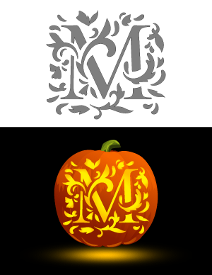 Decorative Letter M Pumpkin Stencil