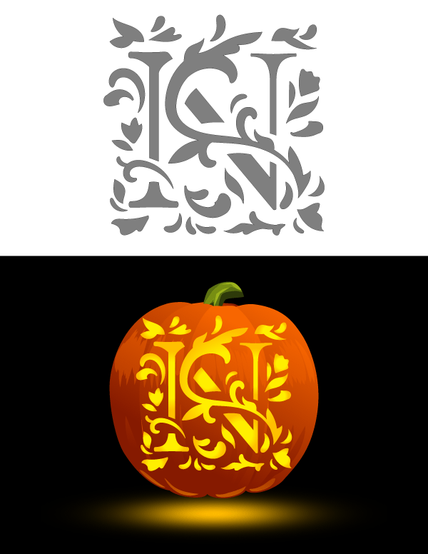 Decorative Letter N Pumpkin Stencil