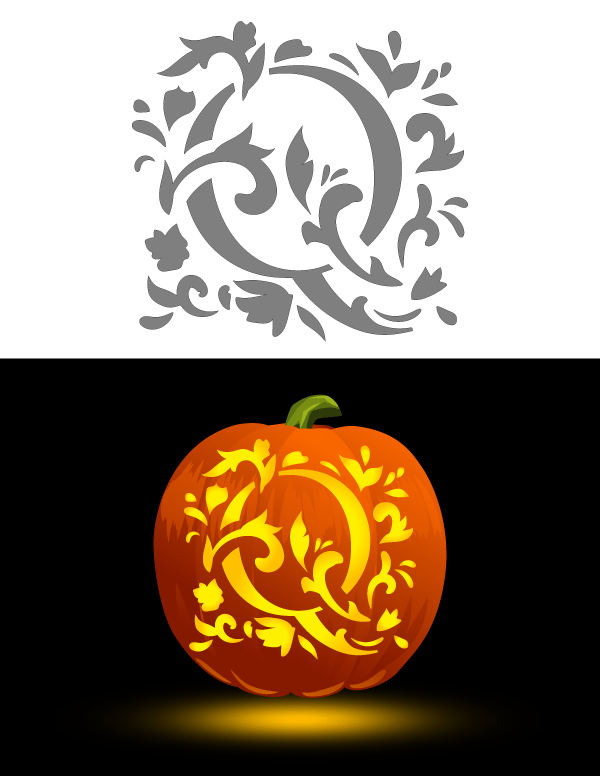 Printable Decorative Letter Q Pumpkin Stencil