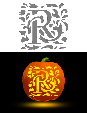 Decorative Letter R Pumpkin Stencil