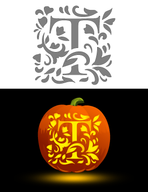 Decorative Letter T Pumpkin Stencil