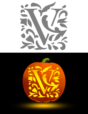Decorative Letter V Pumpkin Stencil