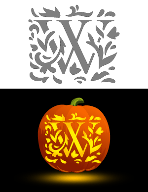 Decorative Letter W Pumpkin Stencil