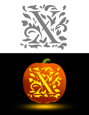 Decorative Letter X Pumpkin Stencil