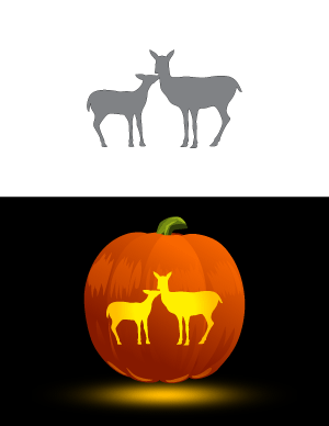 Deer And Fawn Pumpkin Stencil